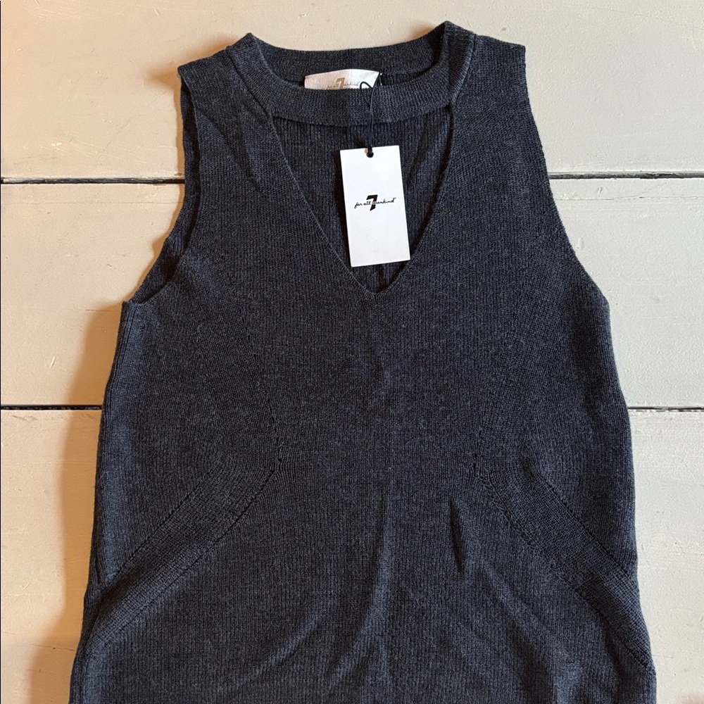 7 For All Mankind Dark Gray Knit Top